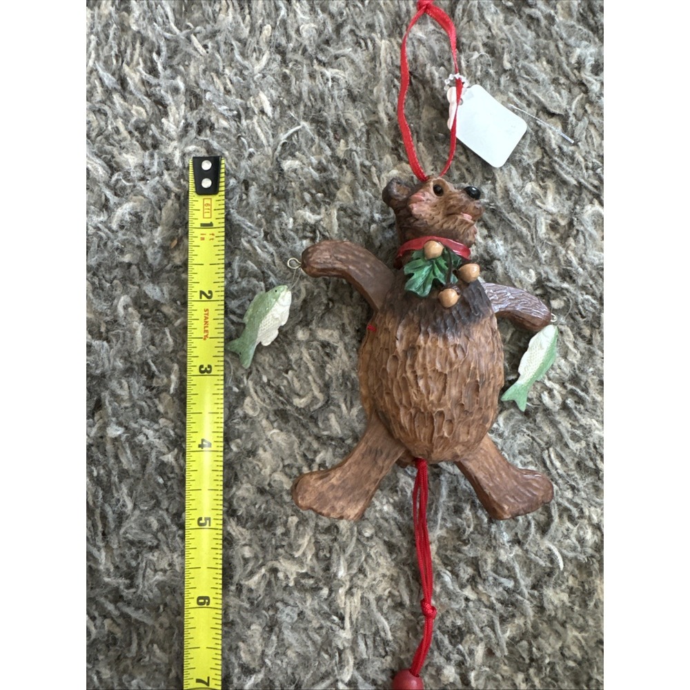 Vintage Kurt Adler‎ Resin Brown Bear Fishing Christmas Ornament Rare - Picture 5 of 5